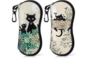 Playexen Custodia per Occhiali da Sole con Cerniera per Uomo & Donna Borsa per Occhiali in Neoprene Morbida & Ultraleggero Custodie per Occhiali Portatile con Moschettone per Occhiali Chiavi