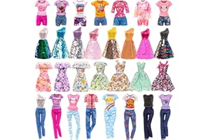 Festfun 10 Vêtements de Fashionista Poupée 6 Robes 4 Habits (4 Tops + 2 Shorts + 2 Pantalons) pour Poupée de 11,5 Pouces