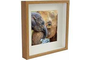 BD ART 3D Box Cornice per Foto 28x28 cm Profonda 3 cm Cornice Foto con Foglio Plexiglass Trasparente - Bianco Passe-partout 19x19 cm quercia piazza Decorazioni Fai da Te