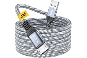 Txtcu Micro USB Cable 4m, Long Android Charging Cable Braided for PS4 Controller, Compatible With Samsung Galaxy S7/S5/J3/J5/J7, Huawei, HTC, LG, Kindle, Xbox, Nexus, Nokia
