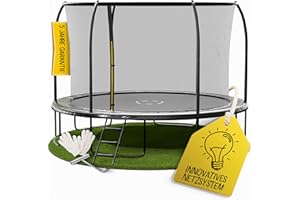 ‎FRIEDO PRODUCTS FRIEDO Trampolin Outdoor 305/366 cm (10/12ft) mit einklappbaren Stangen I Sicher & wetterfest I Nach EN71-14 Geprüft I Innenliegendes Netz, rostfrei & dick gepolstert