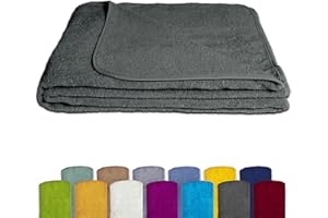 KiGATEX Terry Cloth Blanket Made of 100% Cotton - Summer Blanket, Bedspread, Bed Cover, Beach Towel - Washable - Oeko-Tex Certified - 150 x 200 cm - Anthracite