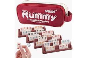 Smilejoy Rummy Travel Pouch- der Spieleklassiker mit Kleiner Tasche für Reisen und zum Mitnehmen -Gesellschaftsspiel für Erwachsene und Kinder ab 6 Jahren - 2 bis 4 Spieler