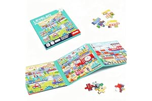 Zenovate Puzzle Magnetico, 3-in-1 Puzzle Bambini 3 4 5 anni, 25-30-42 Pezzi Puzzle Traffico, Giocattolo di Attività Giochi Magnetici da Viaggio, Giochi da Viaggio Bambini 3 4 5 Anni