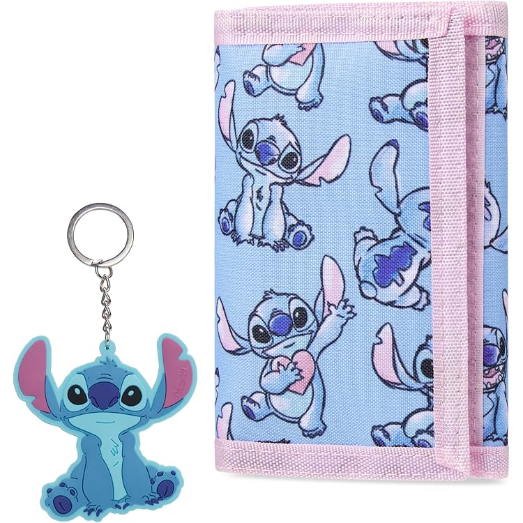 Porte-monnaie Enfant Stitch - 10x13 Cm, Fermeture Scratch - Pour Pièces Et Billets - Cadeau Fille Dès 3 Ans