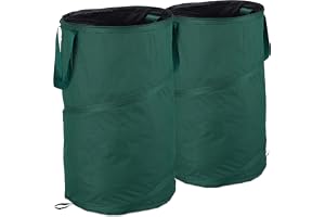 Relaxdays lövsäck, självstående, 2-pack, grön | Pop-up-säck för trädgårdsavfall, 120 l, självstående trädgårdssäck, ø 44 cm