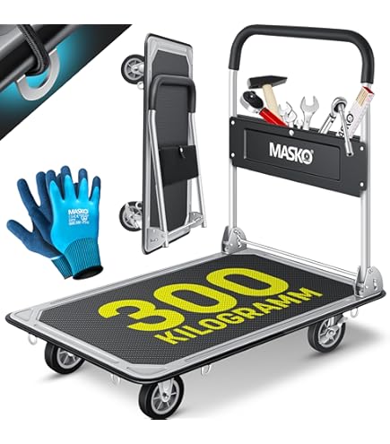 COSTWAY 2-in-1 Transportwagen Inklapbaar, Steekwagen met Telescoopgreep en Verstelbare Lengte, Platformwagen met 4 Wielen max 272 kg, Handwagen met 2 Wielen max 135 kg, Rolwagen met 360° Wielen