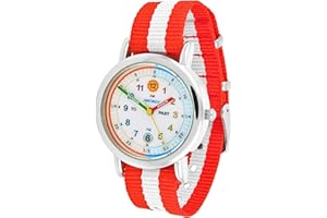 Amonev Time Teacher Watch its Blue and White Strap Colorful Easy to Read dial is The Perfect Kids Watch