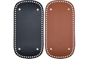 JMZLLRX 2 PCS Fond Crochet Fond de Sac, 30 x 15 cm Rectangle Fond de Sac en Cuir PU, Tapis de Sac Fond avec Crochet pour Crochet Tissé à La Main DIY Épaule Sacs, Noir et Marron