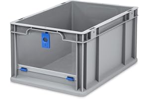 ‎AIDB aidB Eurobox NextGen Insight Cover blau, 400x300x220 mm, Cover hoch, robuste Regalbox mit Entnahmeöffnung, stapelbare Kunststoffkiste, ideal für die Industrie, 1 St
