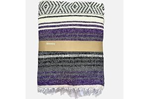 Kiuwxduy Mexican Manual Knitted Blanket Sofa Throw Meditation Yoga Mat Boho Outdoor Camping Picnic Blanket Festival Blanket (Purple)