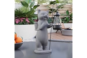 ‎MIKILOV mikilov Katze Harz Statue mit Solar Laterne (Korb Statue Dekoration, Rasen Statue, Garten Home Decor, Skulptur Ornament, Tierfigur für Balkon Garten