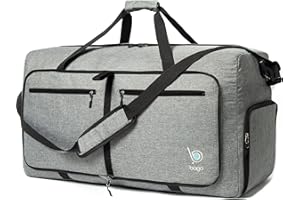 bago Holdall Bags for Men & Women - 80L Spacious Holdall Bag with Shoe Compartment - Save Time & Travel The World in Style & Convenience - Durable, Lightweight & Foldable Duffle Bag (SnowGray)