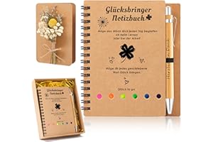 ‎ZJTAPE Abschiedsgeschenk Kollegen - Dankeschön Geschenke, Glücksbringer Geschenk Kollegin Vierblättriges Notizbuch und Abschiedskarte mit Trockenblumenstrau, Lustige Kleine Geschenke für Kollege Freunde