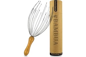 BAMBUA Head Massager Scalp with 24 Fingers - Bamboo Handle - Premium Head Scratcher for Sustainable Relaxation - Scalp Massager for a Pleasant Massage