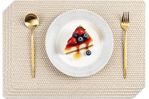 POLYTE Manteles Individuales Lavables de Vinilo Tejido para Interior y Exterior, Juego de 4