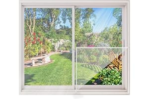 MYCARBON Siatka okienna, 2 szt., 150 x 180 cm, samoprzylepna moskitiera okienna, siatka przeciw owadom, haczyk i pętelka, zatrzymuje owady, muchy, komary na zewnątrz, 2 szt., biała