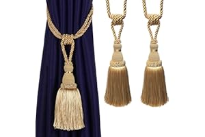 BEL AVENIR - Fermatende decorativi, realizzati a mano, con nappe, colore: oro, 2 pezzi