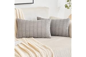 EMEMA Kordsamt Kissenbezüge Dekorative Sofakissen Moderne Kissenhüllen 40x60 cm Dekokissen Weicher Zierkissenbezug für Wohnzimmer Sofa Schlafzimmer 2er Set Hellgrau