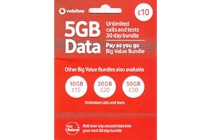 UK Vodafone SIM Card for Europe with Fast 4G LTE Data,Unlimited Texts, and Direct Call Option to The USA