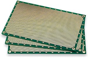 JUNKER TECHNOLOGIES Premium Perforated Grid Board (Pack of 3) | Double Sided with Round Pads | 160mm x 100mm | Green | 2.54mm Pitch