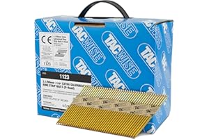 Tacwise 1123 Extra Verzinkte Rahmennägel 3,1 / 90 mm, D‘-Kopf, Ringschaft, mit 34° Neigung, Papiergebunden, Packung mit 2200 Stück