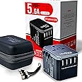 Universal Travel Adapter Worldwide All in One, UK to European Plug Adapter - 5.6A Multi USB Charger + 3.0A Type-C, AC Power Plug Travel Essentials - International Travel Plug Adaptor 200+ Countries
