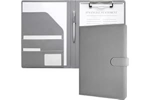 Mymazn Cartella Portadocumenti A4 Pu Pelle Portablocco A4 con Pinza Porta Documenti A4 Blocco Appunti Folio Document Organizer(Stampa Palma Pessimista)