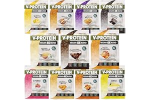 ‎PROFUEL Vegan Protein Pulver PROBEN-PAKET, 11x30g Mix-Pack mit Schokolade, Vanille, Cookies & Cream, Himbeere, Haselnuss, Erdnussbutter, Blaubeere und viele weitere, unglaublich leckere Geschmacksvarianten
