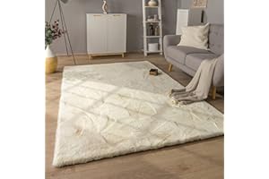 ‎PACO HOME Paco Home Hochflor Teppich Wohnzimmer Schlafzimmer Modern Flauschiger Fellteppich Fell Imitat Kunstfell Langflor, Grösse:160x230 cm, Farbe:Creme