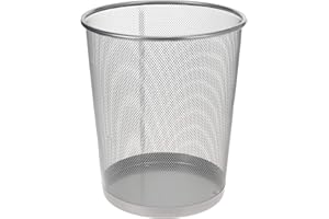 ‎VANORELL Vanorell Papierkorb Metall 35 cm silber hoch Papiereimer fürs Büro Abfalleimer Runder Mülleimer 20 Liter, Draht, 30 cm Ø oben