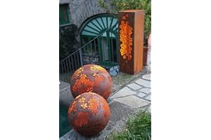 KLOCKE EDELROST DEKOR Rostige Gartenkugel mit Blumenmotiv - Große Dekokugel - Ø 50cm - Wetterfest & Frostsicher - Metall/Edelrost/Rost - Rostkugel/Metallkugel zur Dekoration im Garten/Gartendekoration