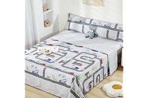 HOMEYA - Juego de sábanas infantil cama 105 - Juego de sábana verano 3 piezas, 1 Sábana bajera 105x190, 1 encimera 175x260 y 1 funda de almohada 45x125 ( Laberinto )