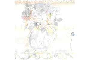 Dundee Deco BD6044 Tapeten Bordüre, vorgekleistert, Blumenmuster, Rosa, Gelb, Blau, Grün, Pastell-Blumen in Vase, Wandbordüre, Tapetenbordüre Retro-Design, 4,57 m x 26,67 cm