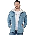 SLAY. Men's Winter Wear Light Blue Cotton Biker Faux Fur Denim Jacket Logo Embroidered On The Back - Large