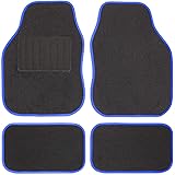 Safe Travel 27651 Tappetini Universali per Auto, Guida a Sinistra (LHD), Tallone Saldato, Nero/Blu