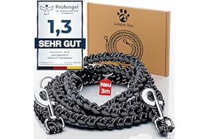 Testnote: Sehr gut - Hundeleine reflektierend I 3m, verstellbar, wetterfest & reißfest bis 250 kg I Paracord Führleine, Umhängeleine I kleine - große Hunde
