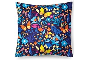 ‎PINKZEBRA PinkZebra Kopfkissenbezug Kinder, Kissenbezug 80 x 80 cm aus 100% Baumwolle, Kissenhülle Jungen, Öko-tex Standard 100, Kinderbezüge mit Reißverschluss, Schmetterlinge Bunt