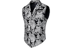 HISDERN Męska kamizelka w stylu paisley na wesele, w stylu wiktoriańskim, gotycka steampunkowa z klapami dla mężczyzn