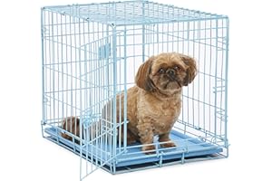 MidWest Homes for Pets Nowo ulepszona pojedyncza skrzynia dla psa iCrate o długości 60,96 cm, zawiera szczelną patelnię, nóżki chroniące podłogę, panel działowy i nowe opatentowane funkcje, niebieski,