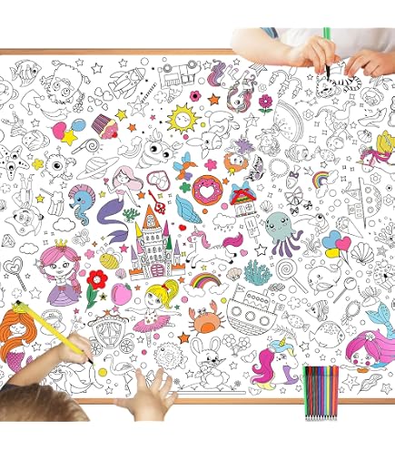 Nappe Géante à Colorier Licorne 110x80 Cm – DIY Anniversaire Enfant – Activité Créative Et Déco