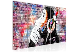 Runa Art Quadri XXL Dj Monkey 200 x 80 cm Colorato 5 Pezzi Street Art - Made in Germany - 042555c