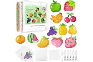 Homgaty Set di 5000 perline da stirare, perline da 5 mm, con piastra a incastro, 12 motivi di frutta, carta da stiro, ciondoli e accessori per il fai da te, regalo per bambini
