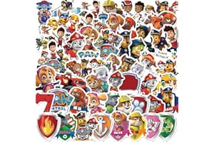 Deen Paw Patrol Sticker Set, 50 Pieces, Children's Anime Graffiti Stickers, Waterproof Vinyl Cartoon Stickers, for Car, Bicycle, Motorcycle, Skateboard, Moped, Suitcase, Laptop, DIY Scrapbooking Toy