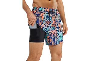 QAYMZUMD Mens Swimming Shorts Quick Dry，Men's Swimming Trunks 2 in 1 Shorts Mens Board Shorts Dry Fit Beach Shorts for UK Man with Compression Liner Training Shorts Men Waterproof Shorts S-3XL