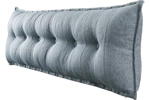 ‎JOHNEAR Johnear Leinen Rückenkissen für Sofa Bett Rückenlehne Großes Bücherkissen Lesekissen Lendenkissen für Couch Kopfteil Kopfkissen Wandkissen Beinkissen (Grau, 180 x 8 x 50 cm)