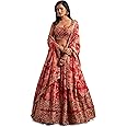 Zeel Clothing Women's Organza Floral White Semi-Stitched Lehenga Choli (7611-Wedding-Floral-Lehenga-Latest, White)