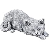 Stone and Style Steinfigur große Katze liegend, massiver Steinguss, Frost- und wetterfest bis -30°C