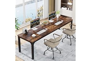 Tribesigns Scrivania per Computer, 200 x 70 x 75 cm Scrivania da Ufficio per Studenti e Lavoratori, Scrivania doppia lunga Tavolo da Computer Scrivania per Ufficio Studio, Marrone Vintage