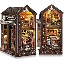 Book Nook Kit Fai Da Te - Casa In Miniatura 3D In Legno Con Luci LED - Modello Scala Con Copertura Antipolvere - Regalo Creativo